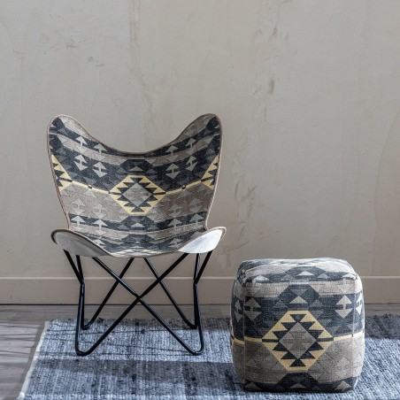 Puff Schwarz Taupe 45 x 45 x 45 cm