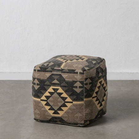 Puff Schwarz Taupe 45 x 45 x 45 cm