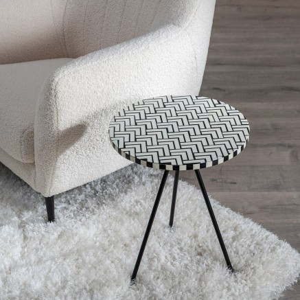 Mesa auxiliar Blanco Negro 38 x 38 x 50 cm 2