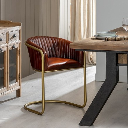 Esszimmerstuhl Braun Gold Haut Eisen 55 x 53 x 74 cm 2