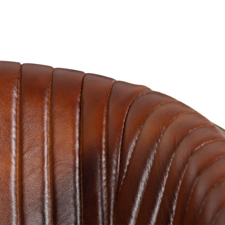 Chaise de Salle à Manger Marron Doré Cuir Fer 55 x 53 x 74 cm