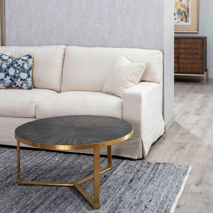 Mesa de Centro Dorado Marrón oscuro 90 x 90 x 45 cm 2