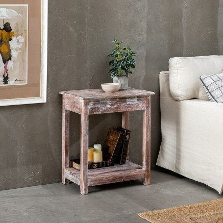 Table d'appoint Blanc 60 x 42 x 70 cm 2