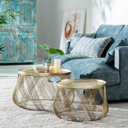 Set van 2 tafels Gouden 56 x 56 x 37 cm (2 Stuks) 2