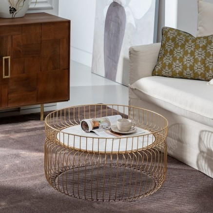 Centre Table White Golden 72 x 72 x 40 cm 2