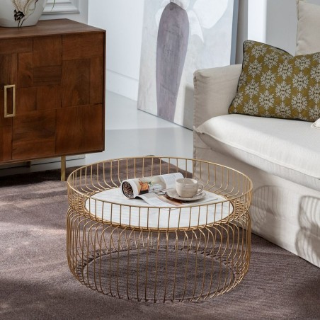 Table Basse Blanc Doré 72 x 72 x 40 cm