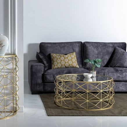 Mesa de Centro Dorado 98 x 98 x 44 cm 2
