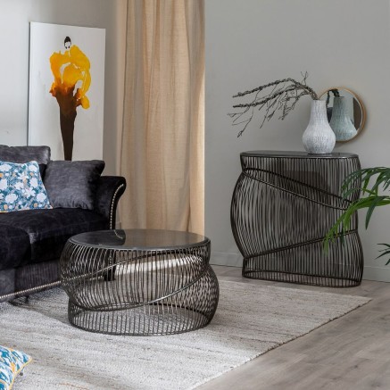 Table Basse Noir Argenté 90 x 90 x 48 cm 2