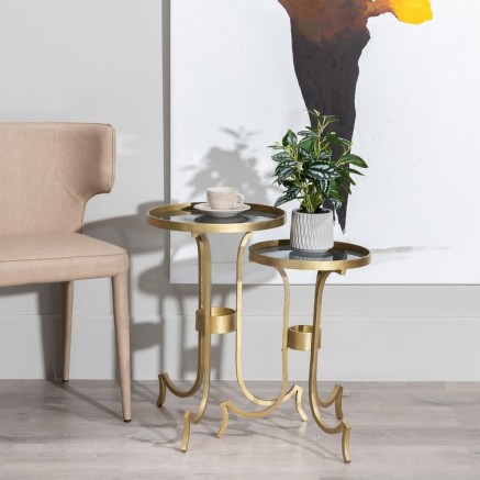 Set of 2 tables Golden Smoked 38,5 x 38,5 x 61 cm (2 Units) 2