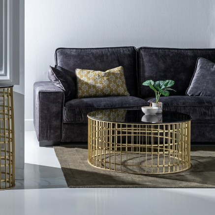 Table Basse Noir Doré 91 x 91 x 43 cm 2