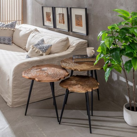 Set of 3 tables Black Copper 60 x 60 x 56 cm (3 Units) 2