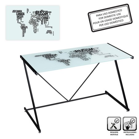 Bijzettafel COUNTRIES WORLD Wit Mat zwart 120 x 60 x 75 cm