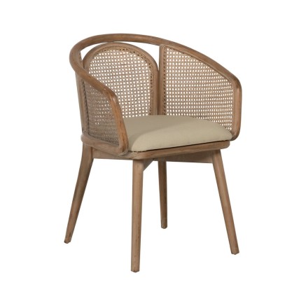 Chaise de Salle à Manger Beige Naturel Bois d'hévéa Coton Polyester