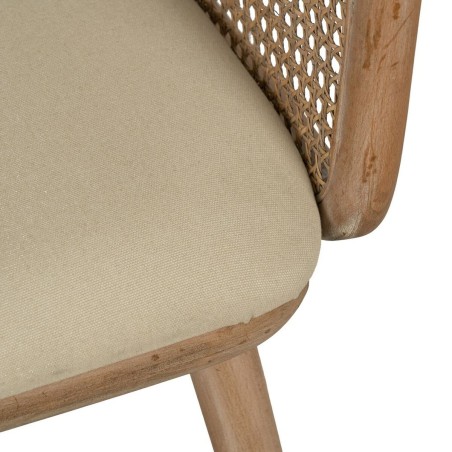 Silla de Comedor Beige Natural Madera de caucho Algodón Poliéster 59