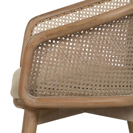 Silla de Comedor Beige Natural Madera de caucho Algodón Poliéster 59