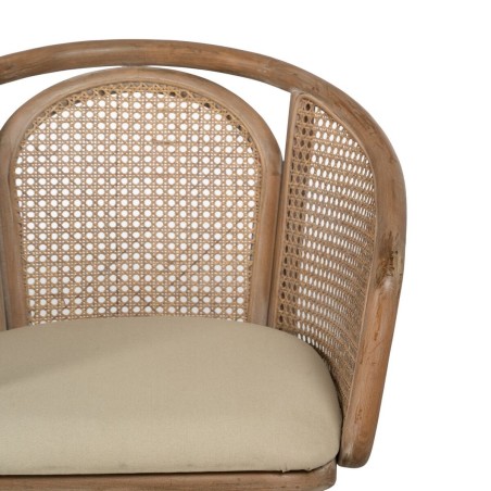 Silla de Comedor Beige Natural Madera de caucho Algodón Poliéster 59