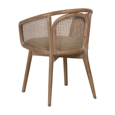 Silla de Comedor Beige Natural Madera de caucho Algodón Poliéster 59