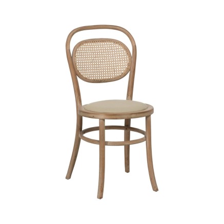Keukenstoel Beige Natuurlijk Rubberwood Katoen Polyester 41 x 41 x 89