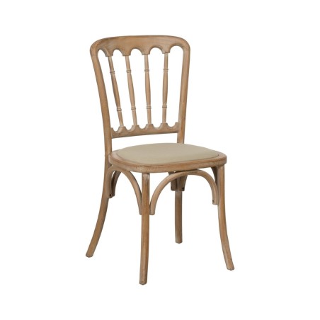 Silla de Comedor Beige Natural Madera de caucho Algodón Poliéster 45