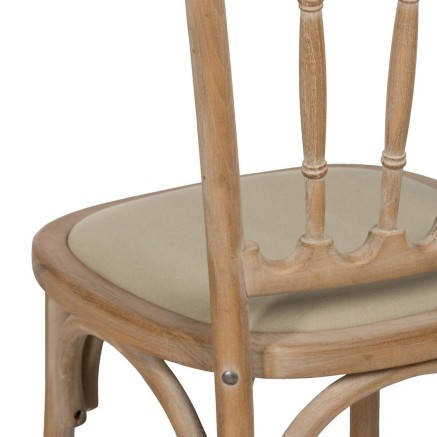 Silla de Comedor Beige Natural Madera de caucho Algodón Poliéster 45 2
