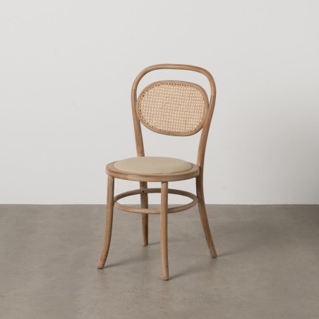 Esszimmerstuhl Beige natürlich Kautschukholz Baumwolle Polyester 41 x