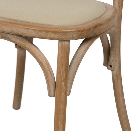 Silla de Comedor Beige Natural Madera de caucho Algodón Poliéster 45