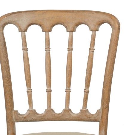 Silla de Comedor Beige Natural Madera de caucho Algodón Poliéster 45