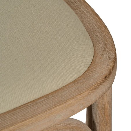 Silla de Comedor Beige Natural Madera de caucho Algodón Poliéster 44