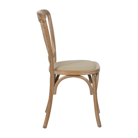 Silla de Comedor Beige Natural Madera de caucho Algodón Poliéster 45