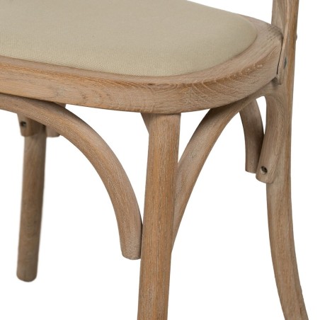 Chaise de Salle à Manger Beige Naturel Bois d'hévéa Coton Polyester
