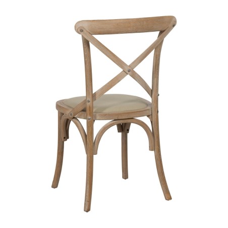 Silla de Comedor Beige Natural Madera de caucho Algodón Poliéster 44