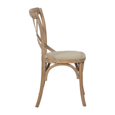 Silla de Comedor Beige Natural Madera de caucho Algodón Poliéster 44