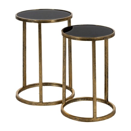 Set van 2 tafels Zwart Gouden 38 x 38 x 55,5 cm 2