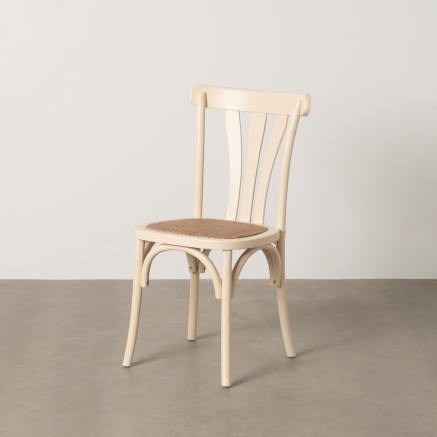Esszimmerstuhl Creme natürlich Rattan Ulmenholz 48 x 47 x 88,5 cm 2