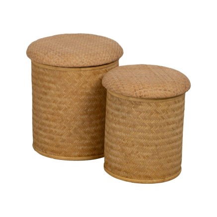 Puff RATÁN natürlich Rattan 40 x 40 x 46 cm (2 Stück)