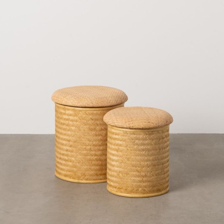 Puff RATÁN natürlich Rattan 40 x 40 x 46 cm (2 Stück)