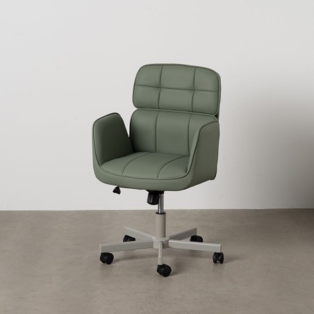 Silla de Comedor Verde Gris Nailon Poliéster Espuma Madera Hierro 57