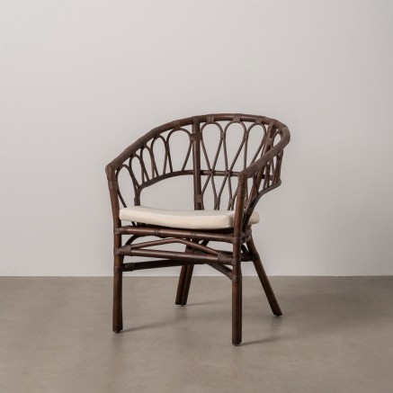 Keukenstoel Wit Bruin Rotan 58 x 59 x 78 cm 2