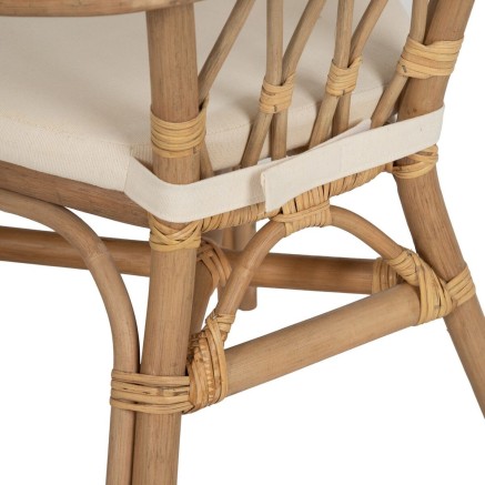 Silla de Comedor Blanco Miel Ratán 58 x 59 x 78 cm 2