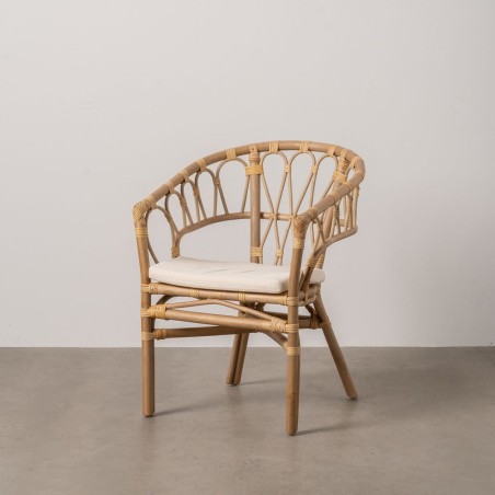Esszimmerstuhl Weiß Honig Rattan 58 x 59 x 78 cm