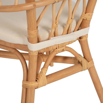 Silla de Comedor Blanco Natural Ratán 58 x 59 x 78 cm 2