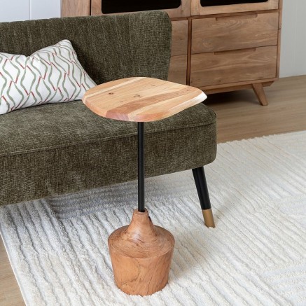 Table d'appoint Noir Naturel 35 x 35 x 65 cm 2