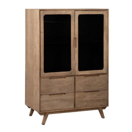 Armadio BURNIE Nero Naturale Cristallo Legno di mango 107 x 40,5 x 142