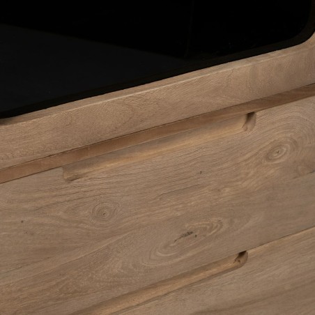 Schrank BURNIE Schwarz natürlich Kristall Mango-Holz 107 x 40,5 x 142