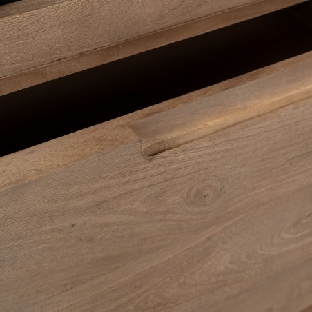 Schrank BURNIE Schwarz natürlich Kristall Mango-Holz 107 x 40,5 x 142