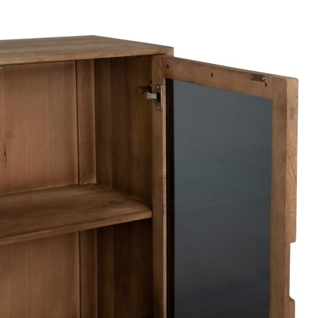 Armario BURNIE Negro Natural Cristal Madera de mango 107 x 40,5 x 142