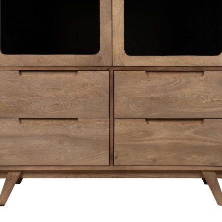 Armario BURNIE Negro Natural Cristal Madera de mango 107 x 40,5 x 142