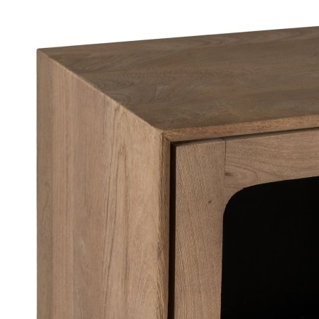 Armario BURNIE Negro Natural Cristal Madera de mango 107 x 40,5 x 142