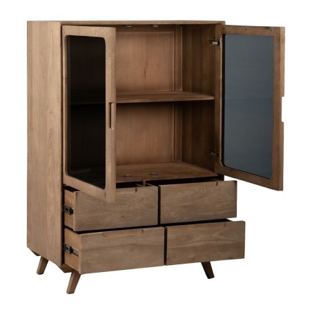 Armario BURNIE Negro Natural Cristal Madera de mango 107 x 40,5 x 142