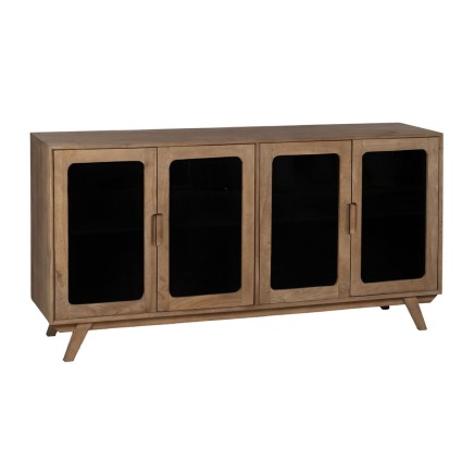 Anrichte BURNIE Schwarz natürlich Kristall Mango-Holz 162 x 41 x 83 c